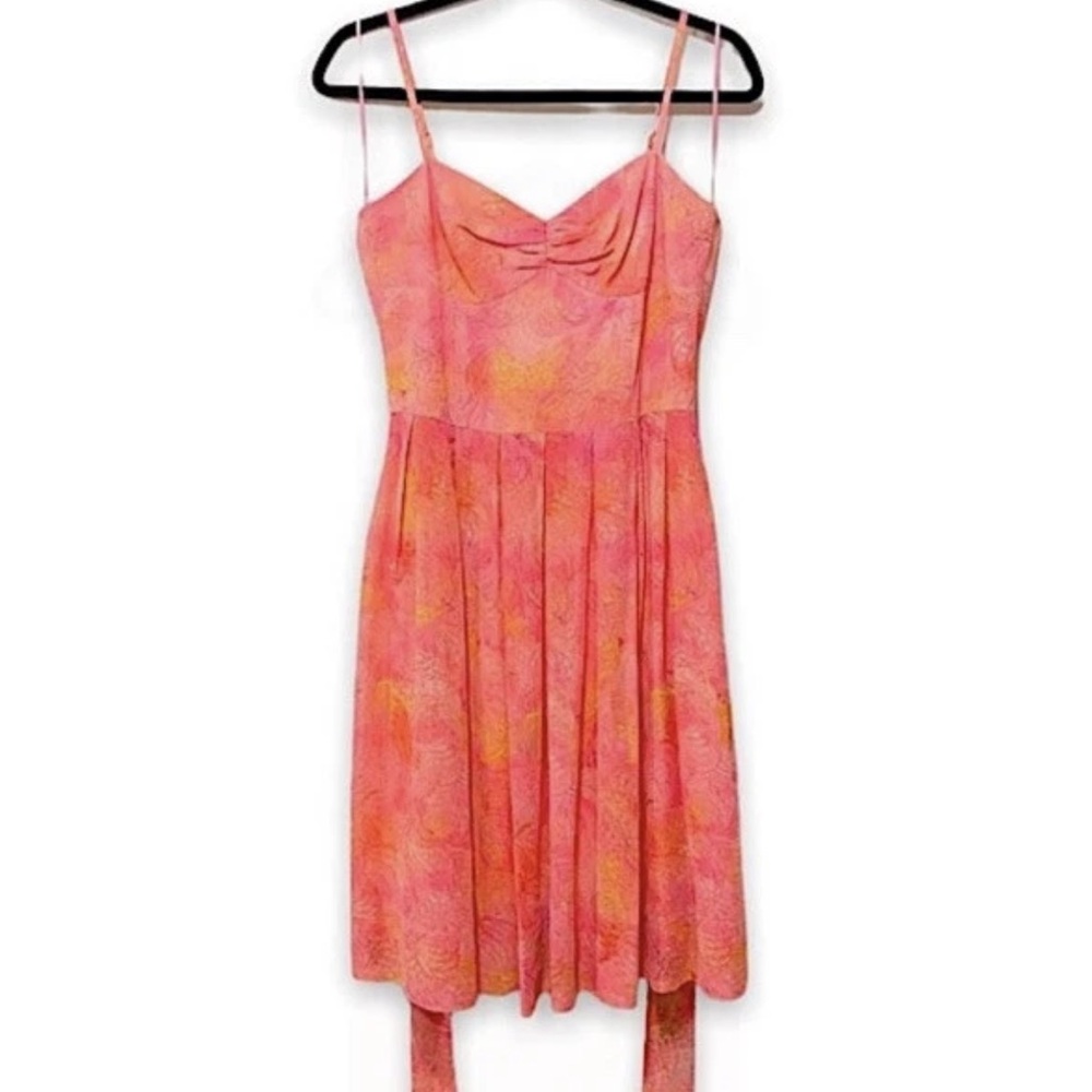 Trina Turk Pink and Orange Patterned Midi Dress